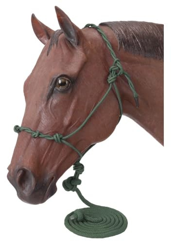 Tough 1 Knotted Rope Halter with Lead - Hunter Green