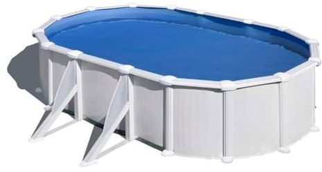 Piscina Gre KITPROV618 Atlantis - Piscina de Acero Elevada,Ovalada con Aspecto Acero Blanco. Piscinas Desmontables para Jardín 610 x 375 x 132 cm.