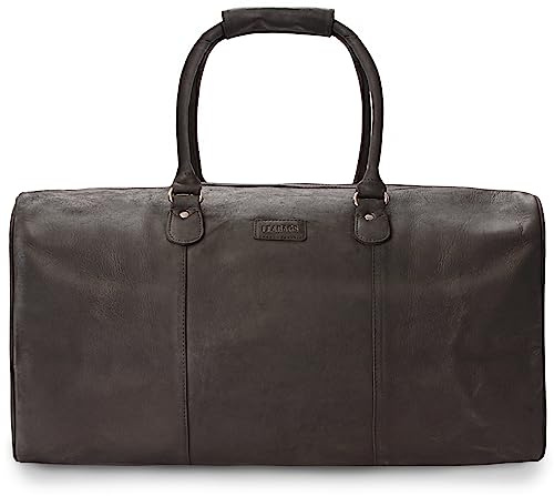 LEABAGS Leder Weekender Damen & Herren I Echtleder Premium Reisetasche I 40 l Sporttasche I Duffle Travel Gym Bag I Sporttasche I Trainingstasche I Tasche Flugzeug I groß I Nature Schwarz