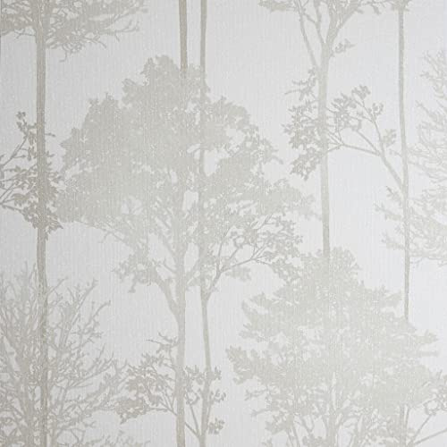 Arthouse | Stardust Tree Neutral Wallpaper | Glittering Gold Tree Design | Textured Vinyl Wallcovering | Paste-The-Paper | Durable Wallpaper for Living Room, Bedroom & More | 1005 x 53cm