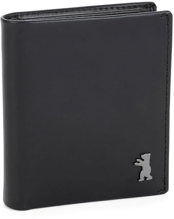 Berliner Bags Premium Geldbörse Rome, Portmonee aus Leder, Geldbeutel mit TÜV-geprüftem RFID-Schutz und Münzfach, für Herren - Schwarz