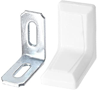 TA-VIGOR 8 st L-formad vinkelfäste, 90 graders rät vinkel metallhylla hörnstöd platta med 8 x plastskydd för trämöbler skåp skrivbord