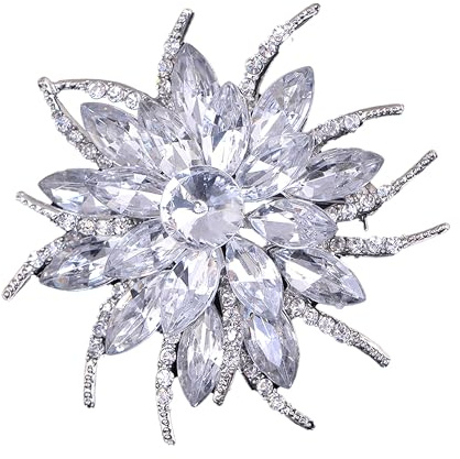 GFM® Dam kristall art deco blomma dam brosch nål för bröllop brudtärnor brud, Små, Kristall, Kristall
