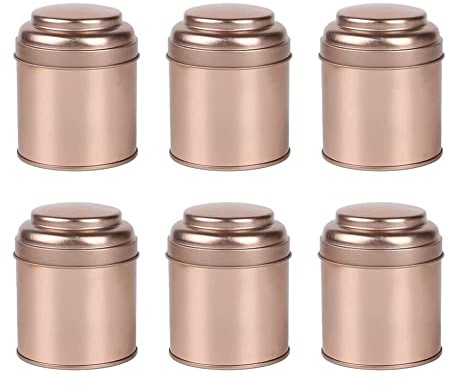 arlote 6 Botes de Latas de Té con Tapas Dobles HerméTicas, Caja de Mini Latas y Botes de Cocina Redondos PequeñOs para Té (Rosa)