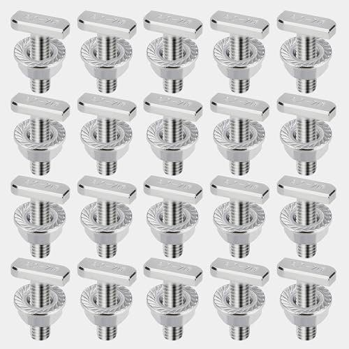 20 Piezas Tornillos en T de Cabeza de Martillo, M8 x 20 Tornillo Tipo T Acero Inoxidable A2-70 con Tuercas de Brida Dentadas de Bloqueo para Inoxidable Rieles Solares Fotovoltaicos