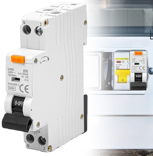 Asfrode FI-Schutzschalter, B16 1P+N 6kA FI/LS-Schalter 230V 30mA Sicherungsautomat 2 polig Fehlerstromschutzschalter FI-Schalter mit RCBO Typ A Kurve B DIN-Schienen-Montage