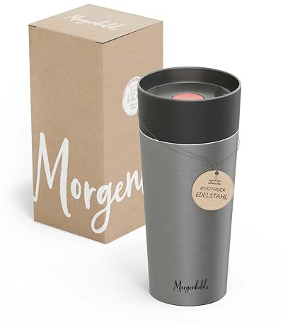 Morgenheld Thermobecher aus Edelstahl 350ml - Isobecher auslaufsicher für Tee oder Kaffee - thermo Kaffeebecher to go - Thermokaffeebecher/Teebecher - stylischer coffee/tea Travel Mug