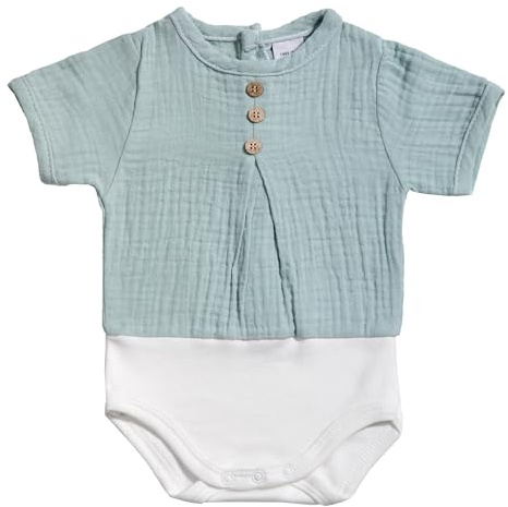 BABIDU Body Bebé Manga Corta Algodón 100%, Body Bebé Recien Nacido Tejido Bambula Suave Transpirable y Hipoalergénico Piel Sensible, Cierre con Botones, Ropa Bebé Niño y Niña Unisex, Básicos Verano