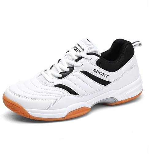 sekiueo Badminton-Tennisschuhe Für Herren Nicht Abfärbende Hallenschuhe Leicht rutschfest Für Pickleball Squash,Weiß,43 EU