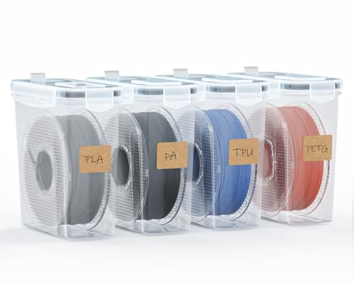 YOOPAI Filament Aufbewahrungsbox - 4 Pack Filament Container für 3D Druck Filament Versiegelung und Schutz - Tragbare Aufbewahrung mit Trockenmittel&Etiketten, wasser- und staubdicht 4.0L