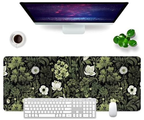 VYEUIAO Musmatta XL Blommor – 1, 80 cm x 30 cm, Tyge, Skrivbordsmatta, Dator, Tangentbord