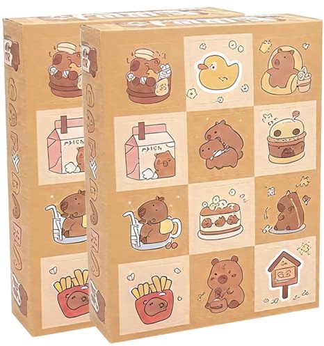 Gcroet Calendario per l'avvento di Natale a 2 Box 2025 24 Giorni Calendario dell'avvento a Tema Capybara Include Mini Giocattolo Capybara, Braccialetto, Collana, Hairpin per Bambini.