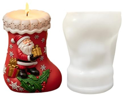 Stampo in silicone di Babbo Natale, stampo riutilizzabile per artigianato, forma di candela di Natale 3D a forma di candela di San Nicola | Adatto per adulti principianti bambini ragazzi ragazze casa