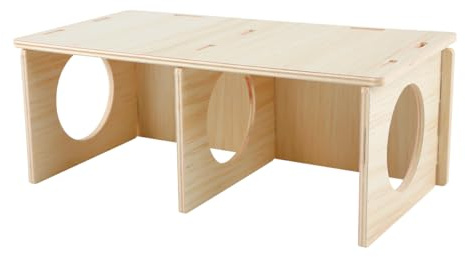 Lotsdonxia 2 Chamber Wooden Hamster Hideout, Rat House & Guinea Pig Platform, Small Animal Shelter for Exploration & Rest, 21x10.8x8cm