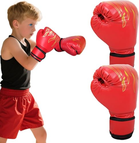 Guantoni da boxe per bambini - guanti da boxe per ragazzi e ragazze, guanti da boxe per boxe, MMA, kickboxing, Muay Thai e arti marziali, chiusura in regolabile, 3-10 anni