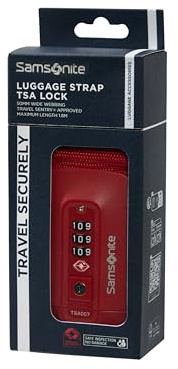 Samsonite TA Revolution – Sangle à Bagages avec Cadenas TSA, Ajustable 50mm, Boucle Clip Robuste, Sangle de Valise Sécurisée pour Voyages, Rouge