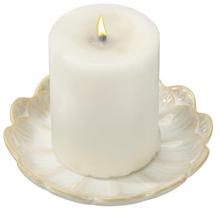 QUARKZMAN Portavelas De Cerámica De 4 Pulgadas Plato para Velas Blanco
