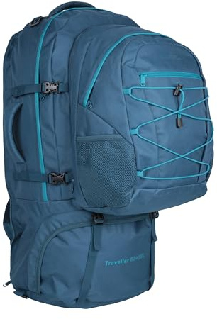 Mountain Warehouse Traveller 60L + 20L Rucksack - Großer Rucksack mit Regenschutz, Abnehmbarer Tagesrucksack, Verstellbare Rückenstütze Reisetasche - Für Camping, Wandern, Trekking, Dunkles Türkis