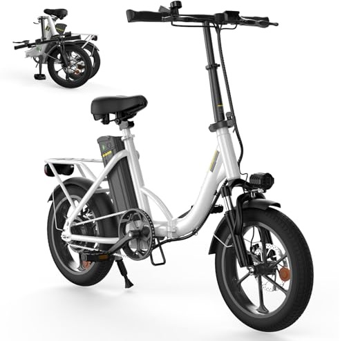 16 Inch Foldable Electric Bikes for Adults with 36V 10.4Ah Removable Battery | Pedal Assist Max 88km | Dual Disc+Cut-off Brakes | Alloy Steel Frame | Front Shock Absorber I E-bike for Daily Commuting