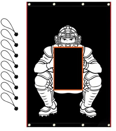 Baseball Backstop - 122×183cm | Batting Cage Backdrop Net | Pitching Träningsduk | Softbollträningsskärm Hållbar väderbeständig bärbar träffträningshjälp för trädgårdsbruk