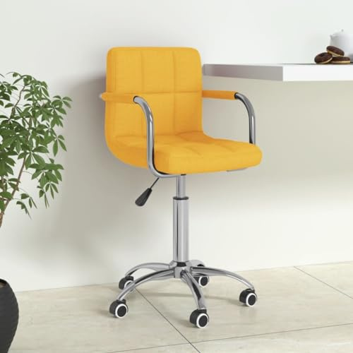 Ziaphsol Chaise de Bureau pivotante Jaune Moutarde en Tissu avec mécanisme de Levage à gaz, roulettes, réglable en Hauteur et Rotation à 360 degrés pour Le télétravail et l'étude