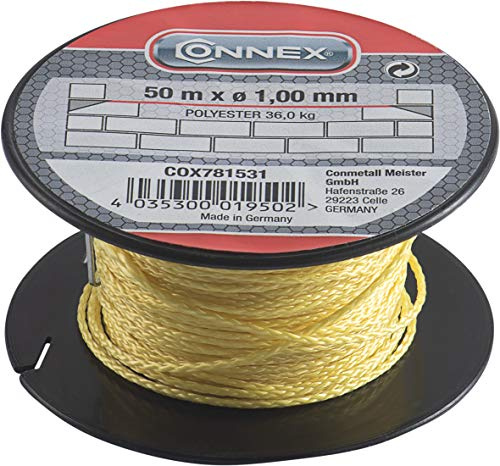 Connex COX781531 Cordeau de maçon 50 m Max 14 kg 1 mm Jaune