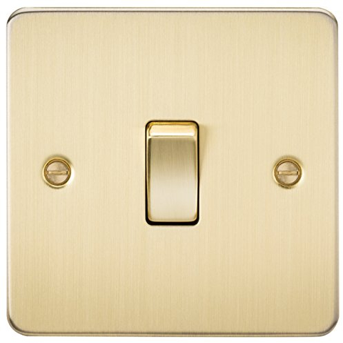 Flat Plate 10AX 1G 2 Way Switch - Brushed Brass