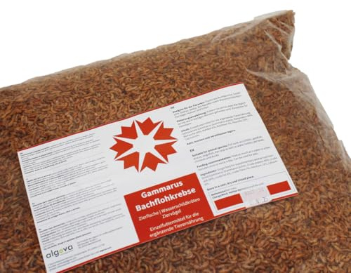 algova Gammarus Cangrejo de río seco - alimento para Peces Peces de Estanque koi - alimento para Tortugas Reptiles y Pollos 3kg