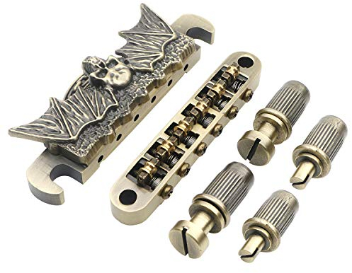 Unxuey 1 Satz Bronzefarbener Rollensaitenreiter für 6-saitige Gitarre, Tune-O-Matic, Steg, Saitenhalter für LP-Elektrogitarre, Ersatzteile