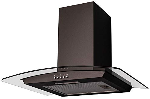 SIA CGH70BL 70cm Curved Glass Black LED Chimney Cooker Hood Extractor Fan