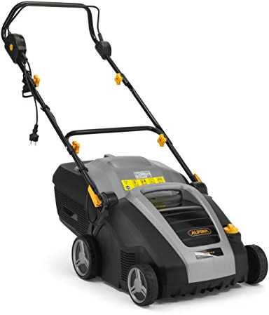 Alpina ASC 1.5 E Scarificateur électrique - 1300W, 2-en-1 Aérateur de Gazon & Scarificateur, 20 Lames ou 44 Ressorts, Profondeur réglable, bac de ramassage 50L