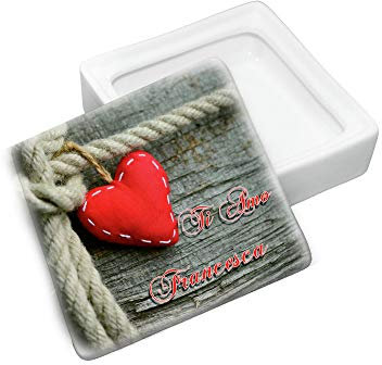 CreaTu Caja de porcelana cuadrada – nudo de corazones – personalizada, fabricada en Italia