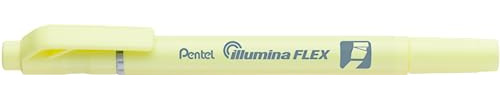 Pentel SLW11P-GE Illumina Flex Textmarker in Pastellfarben mit Doppelspitze zum Hervorheben, Unterstreichen, Markieren und Akzente setzen, schlanke Stiftform, gelb, 1 Stück