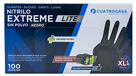 Cuatrogasa GUANTE NITRILO NEGRO EXTREME XL 4GASA 100UDS