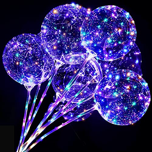 10 Pack Wiederverwendbare LED Luftballon mit Stäbe, Bunt Led Ballons Helium Leuchtende Luftballons, BoBo Ballons für Hochzeit Party Geburtstage Deko