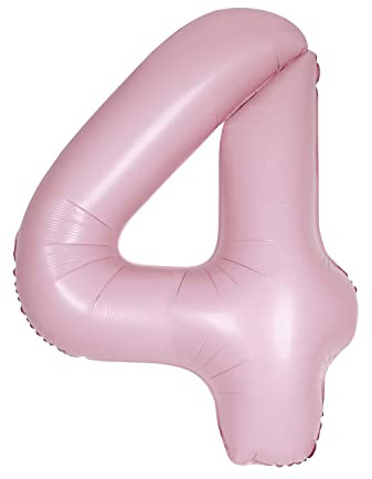 Unique Party 13884 - Riesenzahl 4 Luftballon - 86 cm - Matt Hellrosa