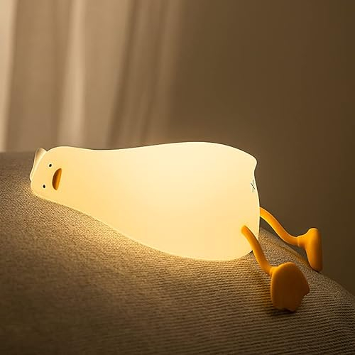 URAQT Luce Notturna Bambini, Silicone Lampada Notturna con Sensore Tattile, Anatra Carina Luci Cameretta Bambini con Funzione Timer 30 Minuti, Dimmerabile e Ricaricabile, per Bambini Neonato Regalo