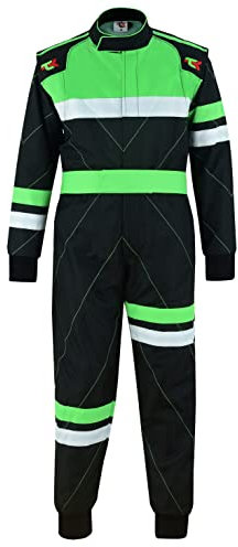 TK Kinder-Kart-Anzug, einteilig, Motocross-Rennbekleidung, schwarz / grün, 38