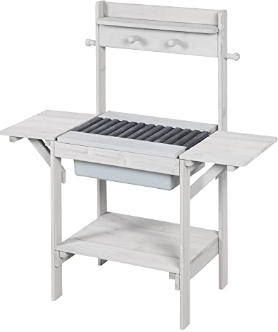 roba Matschküche 'BBQ', Kinder-Outdoor-Gartenküche für Wasser & Sand, wetterfest, Massivholz, grau