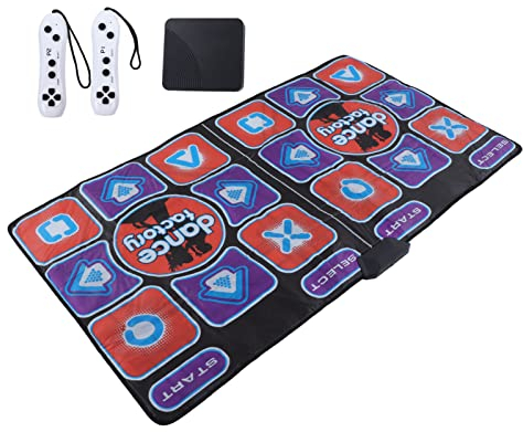 KIMISS Musik-Tanz-Pad, Übung Faltbare Früherziehung Tanzmatte Tanzfabrik Double Player Baile Just Mat Electronic Elektronische Matte für Wohnzimmer mit AV-Kabel