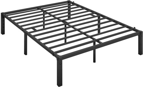 Yaheetech Bastidor de Cama Metálico Listones de Acero Espacio de Almacenamiento Bajo la Cama Fácil Montaje Cama Matrimonial 140 x 200 x 36cm Negro