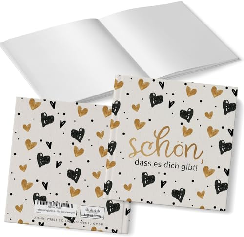Logbuch-Verlag Schön dass es dich gibt bok för att skriva själv, gåva, kärlek, vänskap för man och kvinna, födelsedag, alla hjärtans dag, 15 x 15 cm