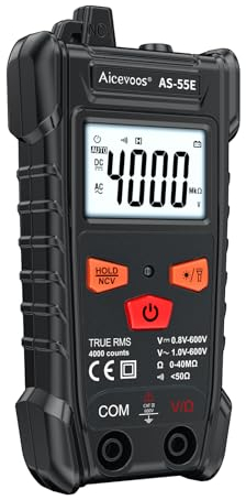 Aicevoos Multimetro Digital Profesional, 4000 Conteos Tester Electricista sin Contacto, Rango Automatico, Voltimetro Inteligente, Voltaje de CA/CC, Resistencia, Continuidad