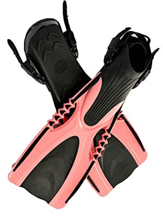 Adjustable Swimming flippers， Professional Scuba Diving Fins Adult Adjustable Swimming Shoes Silicone Long Submersible Snorkeling Foot Monofin Diving Flippers(Pink,L XL)