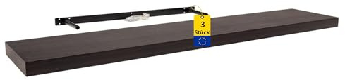 Velano - Bücherregal Wand - 3er-Set Wandregal 118x23.5 cm - Regal Wand - Schweberegal - Hängeregal - Regalbrett - Wenge - Küchenregal - Bücherregal Kinder - Deko Wohnzimmer