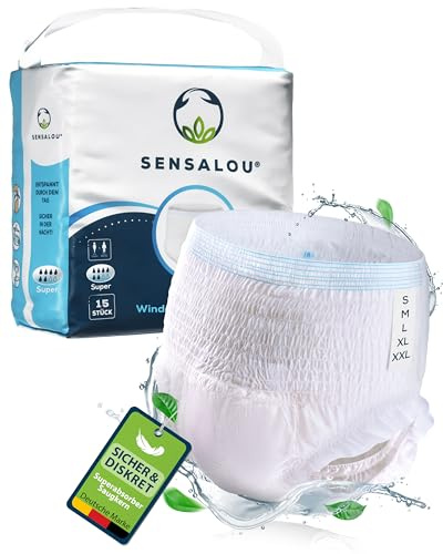 Sensalou Erwachsenen Windel Hosen Pants für Frauen und Männer - Erwachsene Senioren Inkontinenz Schutzhosen (M, 15, stück)