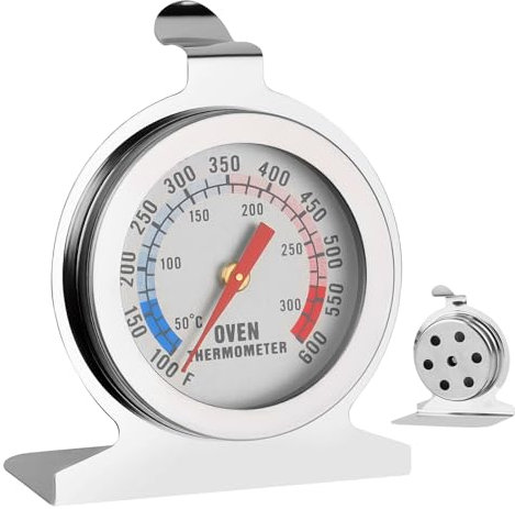TOSAVGA Ofenthermometer, Edelstahl Ofenthermometer, Backofen Thermometer Innen, Kochthermometer für Backofen mit großem Zifferblatt, Analog Thermometer Kochen