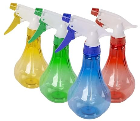 Concept4u Plastic Water Spray Bottles 5 Pack Multicolour 350ml Heavy Duty Refillable Mist Spray Bottles with Leak Proof & Adjustable Nozzle for Cleaning, Gardening, Home & Plant Care