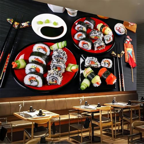 Luowenji Papier Peint Panoramique Style Japonais 150x105 cm 3D Papier Peint Intissé Sushis Photo Trompe l'oeil Poster Grand Mural Salon Chambre Enfant Chambre Décoration Murale a.4657
