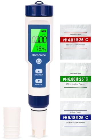Homcoice Medidor pH 7 en 1, profesional medidor PH TDS EC SALT ORP S.G Temperatura, Tester Calidad Agua portátil para acuarios, piscinas, agua potable e hidroponía